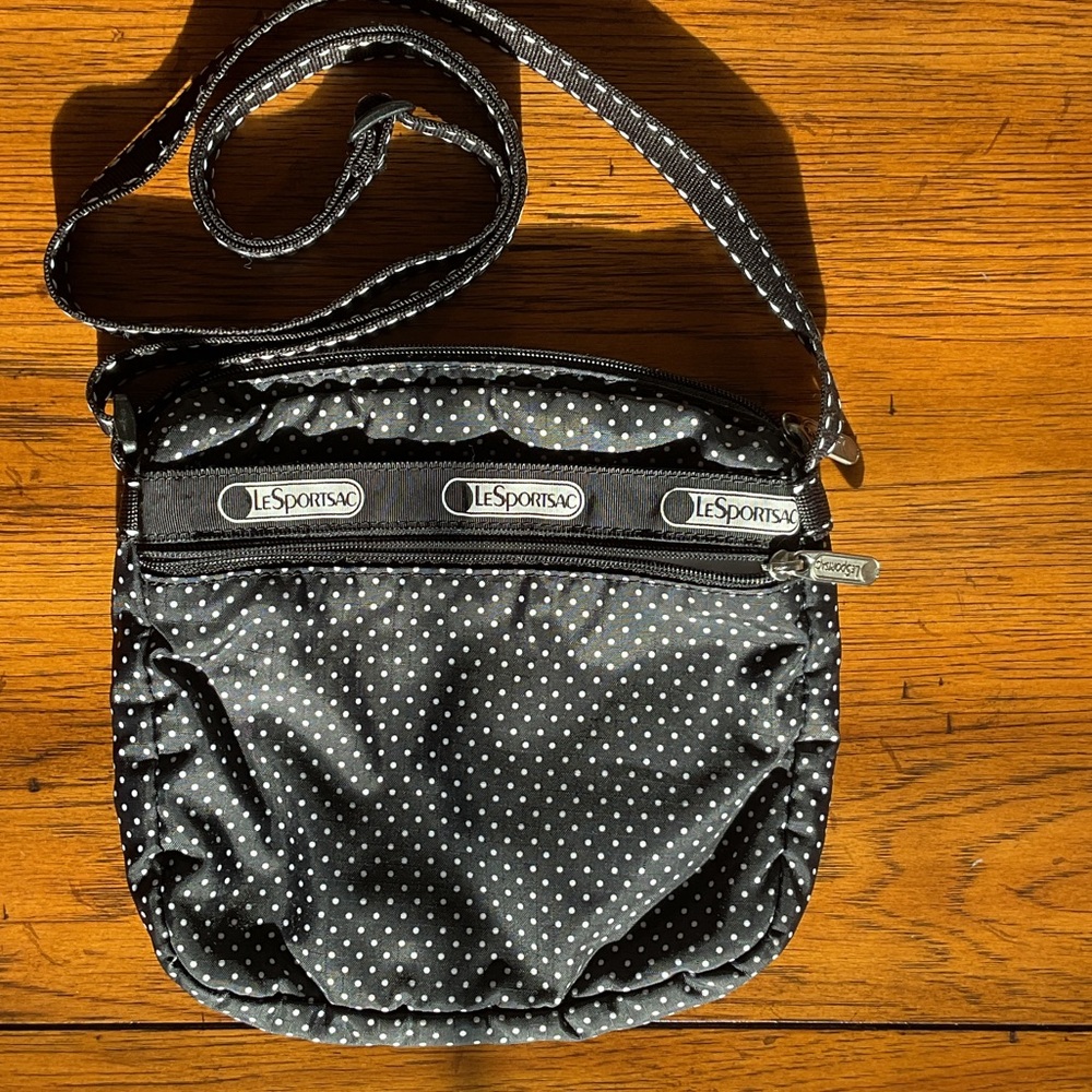 LeSportsac Black and White Polka Dot Shoulder Bag